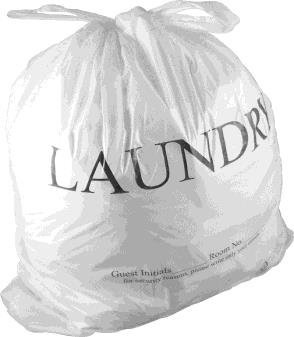 Hotel Laundry Bags, 1.25 Mil Plastic with Drawtape and Write-On Strips, 18  x 19 with 4 Gusset, Biodegradable - CASE OF 1,000